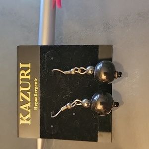 NWOT Kazuri hand made black bead earrings from Kenya